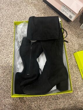 Gianni Bini Black Over-the-Knee Block Heel Boots